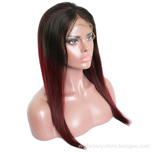 13*4 Brazilian 1b 99j Human Hair Wigs Straight,Human Straight Hair Wig 150% Pre Plucked,Full Lace Human Hair Wig Straight Remy H